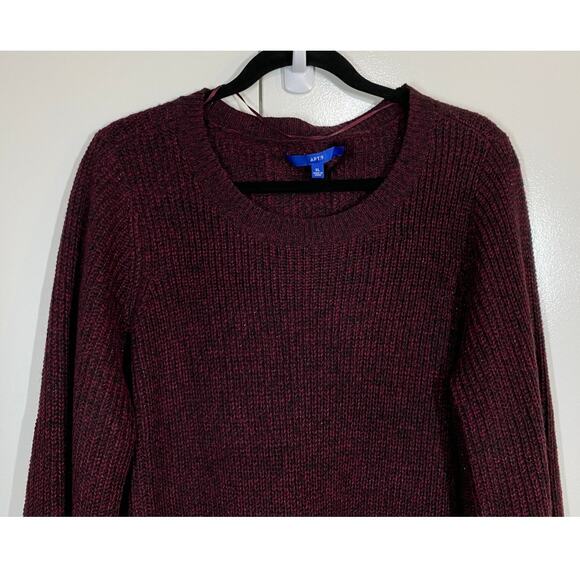 APT 9 Maroon Pullover Long Sleeve Black Fuzzy Cuffs Tunic Sweater Size XL - Picture 3 of 9